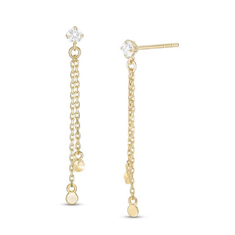 Banter Cubic Zirconia Solitaire Chain Drop Earrings In 10K Gold Earrings