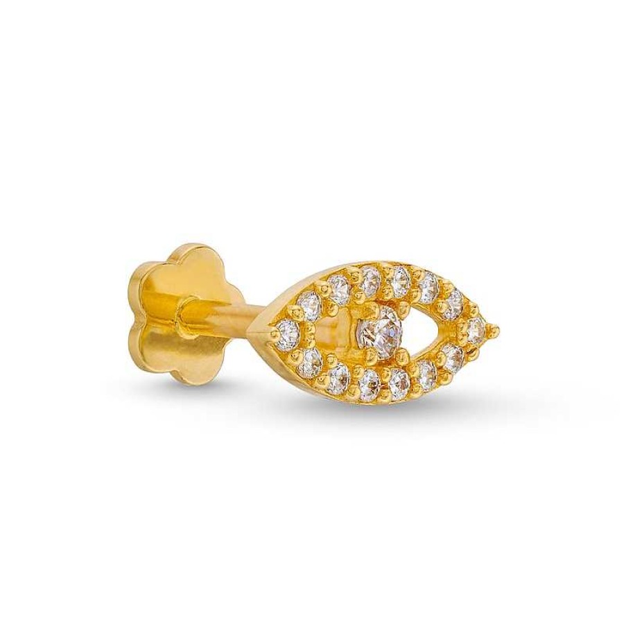 Banter 14K Gold Cz Eye Stud - 18G 5/16" Ear