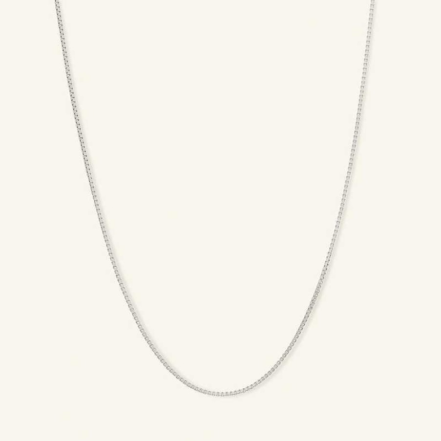 Banter 050 Gauge Box Chain Necklace In 10K Solid White Gold - 20" Necklaces