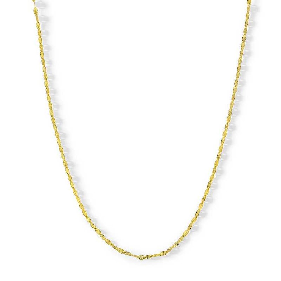 Banter Made In Italy 030 Gauge Diamond-Cut Sunburst Link Chain Necklace In 14K Gold - 18" Necklaces