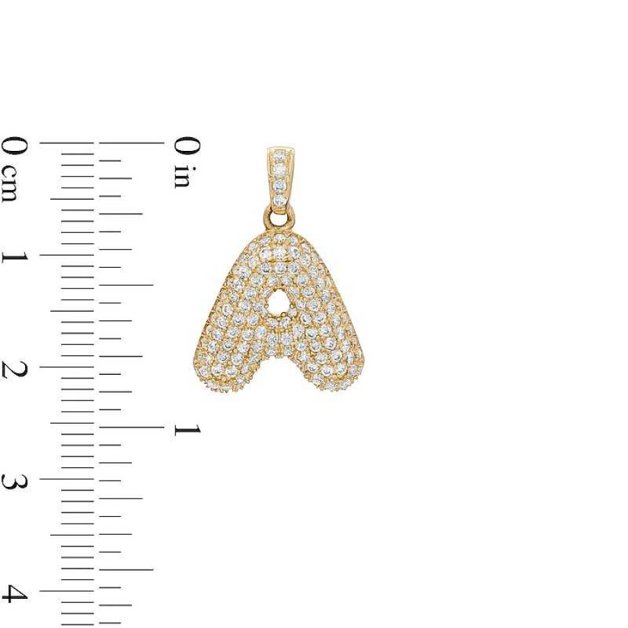 Banter Cubic Zirconia Puffed "A" Necklace Charm In 10K Semi-Solid Gold Charms