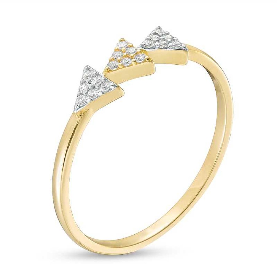 Banter Cubic Zirconia Triangle Trio Ring In 10K Gold - Size 7 Rings