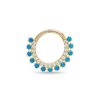 Banter 016 Gauge Lab-Created Turquoise And Cubic Zirconia Nose Ring In 14K Gold Nose