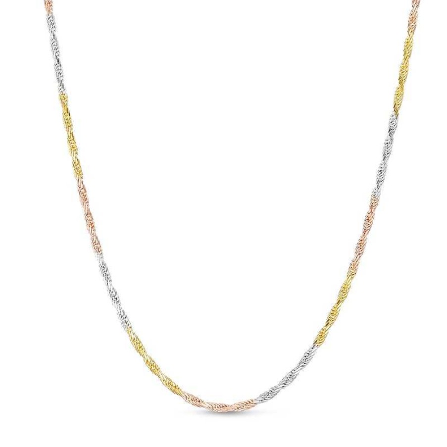 Banter 1.6Mm Diamond-Cut Rope Tri-Color Chain Necklace In 10K Solid Gold - 18" Necklaces