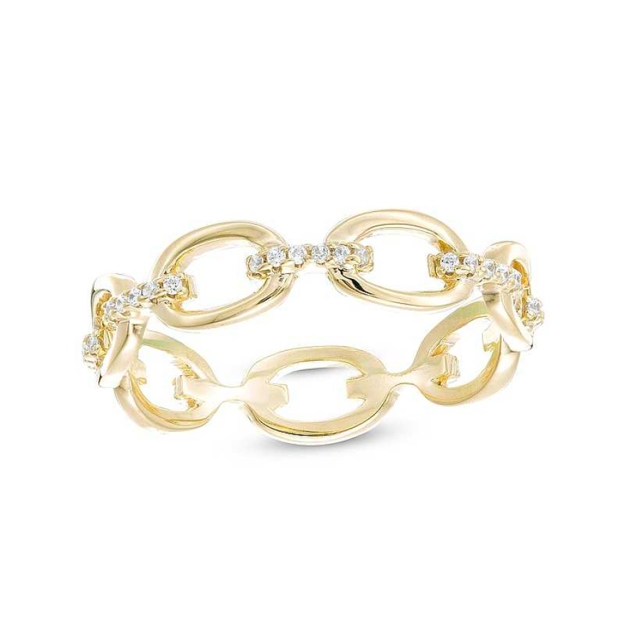 Banter Cubic Zirconia Oval Chain Link Ring In Sterling Silver With 18K Gold Plate Rings