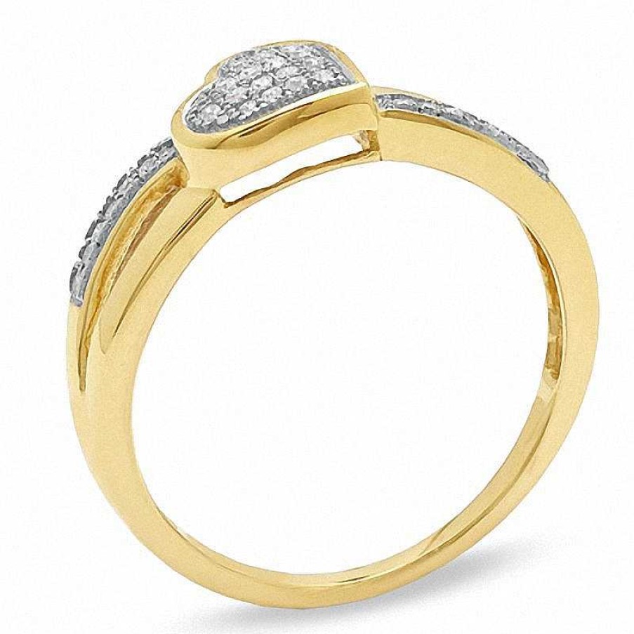 Banter 1/10 Ct. T.W. Composite Diamond Tilted Heart Split Shank Ring In 10K Gold Rings