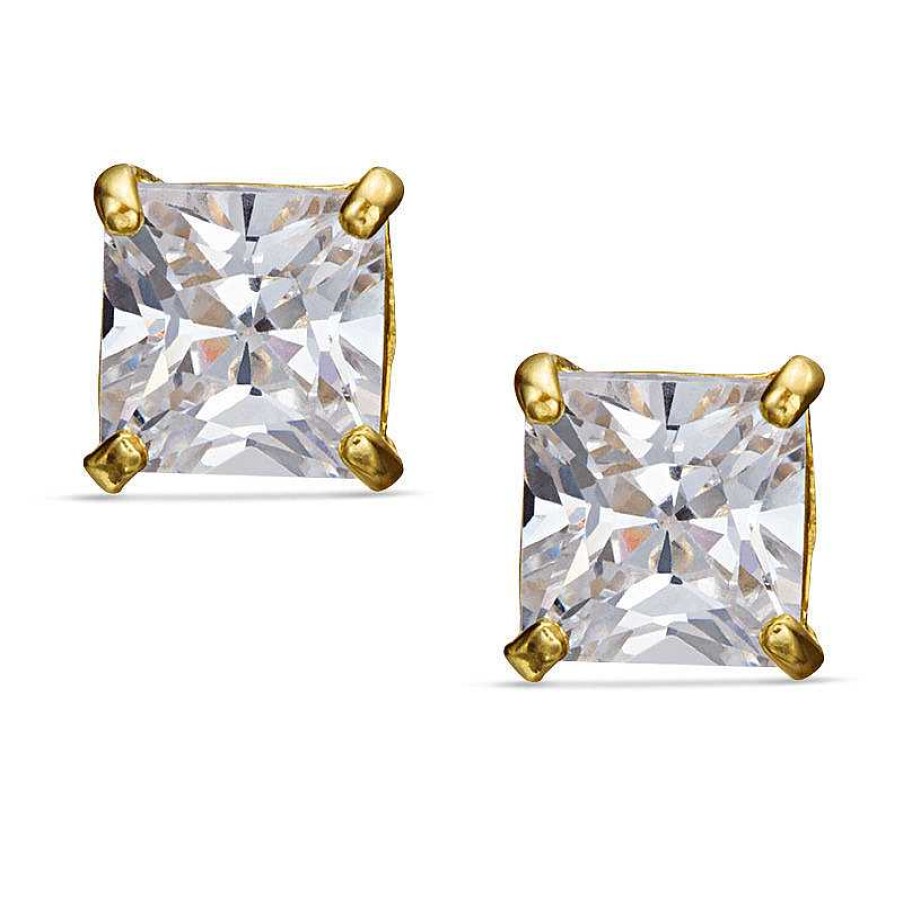 Banter Child'S 4Mm Princess-Cut Cubic Zirconia Stud Earrings In 14K Gold Earrings