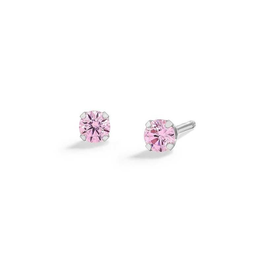 Banter Platinum Pink Cz 3Mm Piercing Studs Earrings