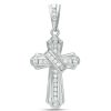 Banter Cubic Zirconia Ribbon Cross Charm In Sterling Silver Charms