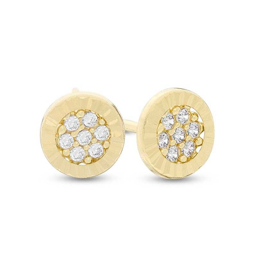 Banter Composite Cubic Zirconia Diamond-Cut Frame Stud Earrings In 10K Semi-Solid Gold Earrings