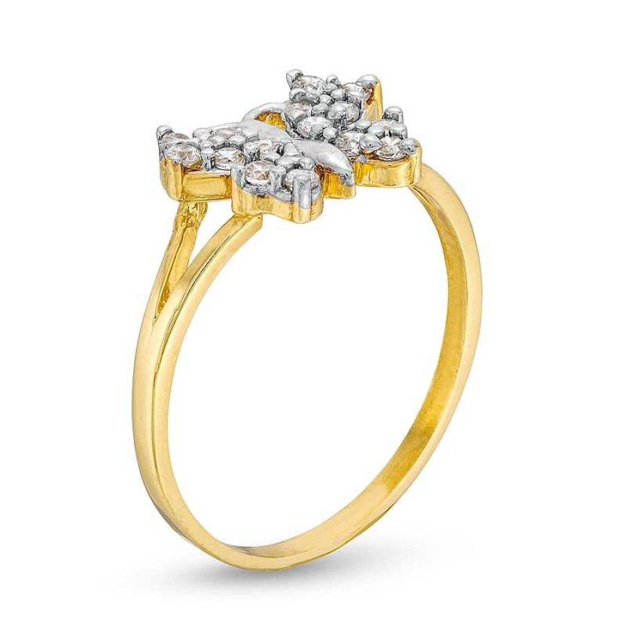 Banter 10K Hollow Gold Cz Butterfly Split Ring - Size 7 Rings