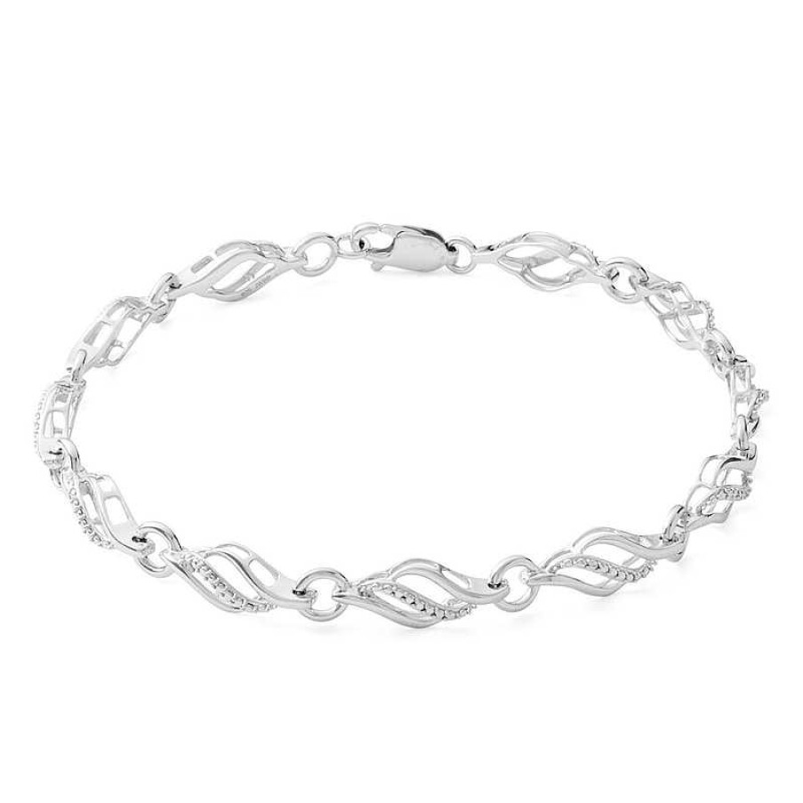 Banter Diamond Accent Flame Link Bracelet In Sterling Silver - 7.5" Bracelets