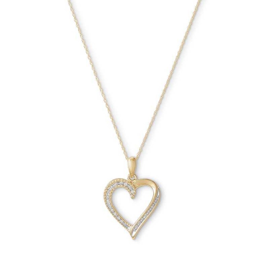 Banter 1/10 Ct. T.W. Diamond Milgrain Heart Pendant In 10K Gold Necklaces