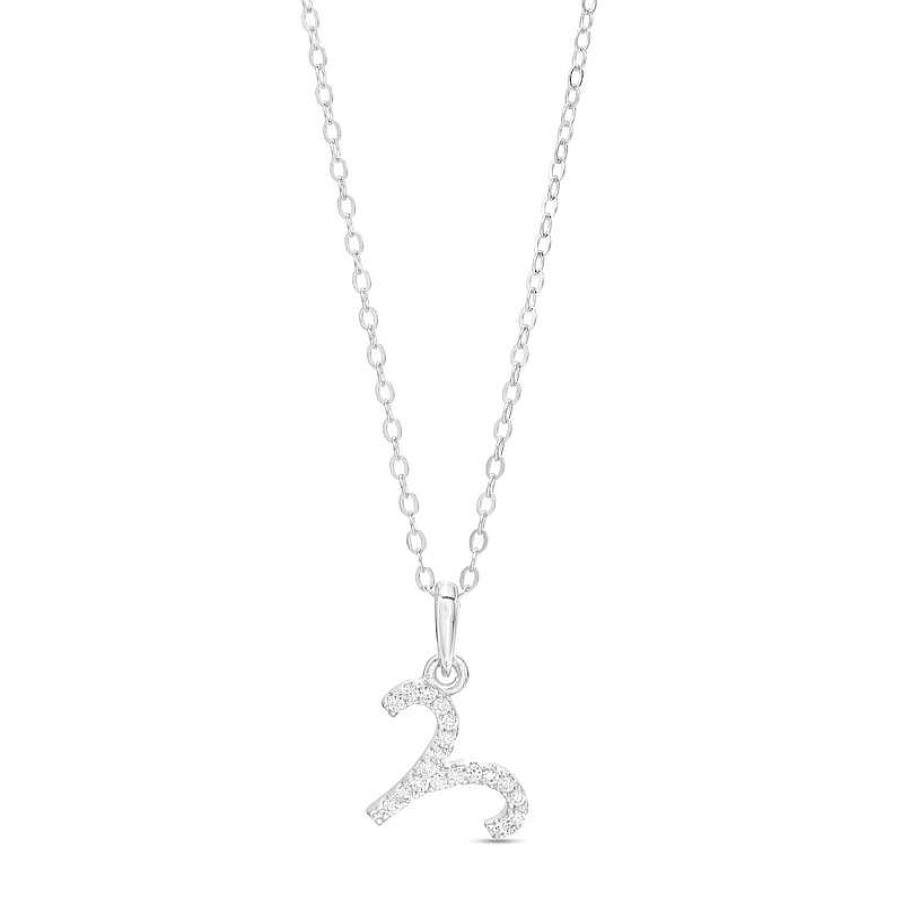 Banter Cubic Zirconia Dainty Aries Symbol Pendant Necklace In Solid Sterling Silver Necklaces