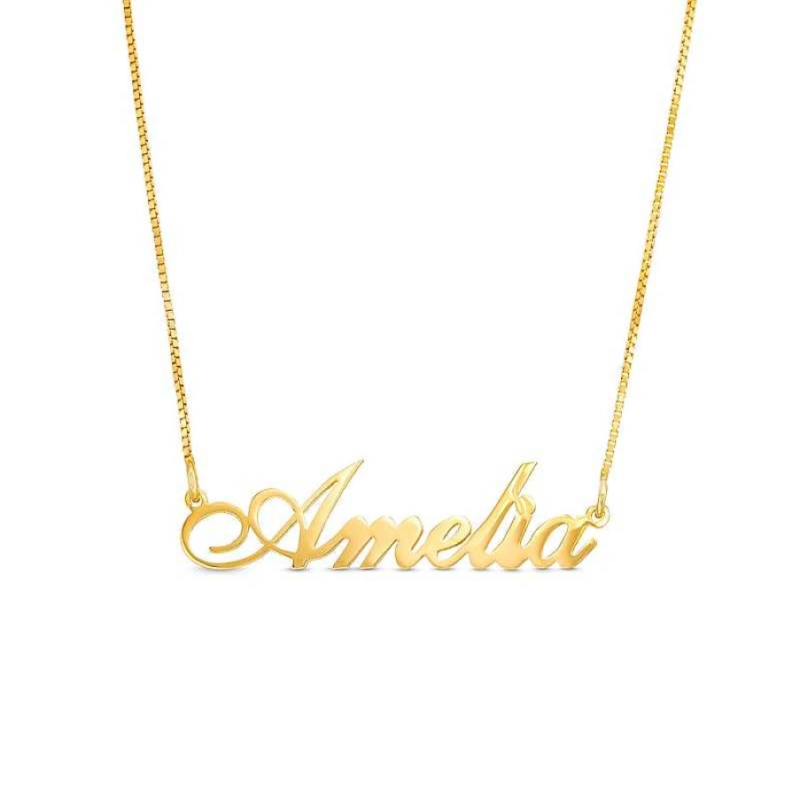 Banter Personalized Flourish Script Name Chain Necklace In Sterling Silver With 14K Gold Plate - 18" Necklaces