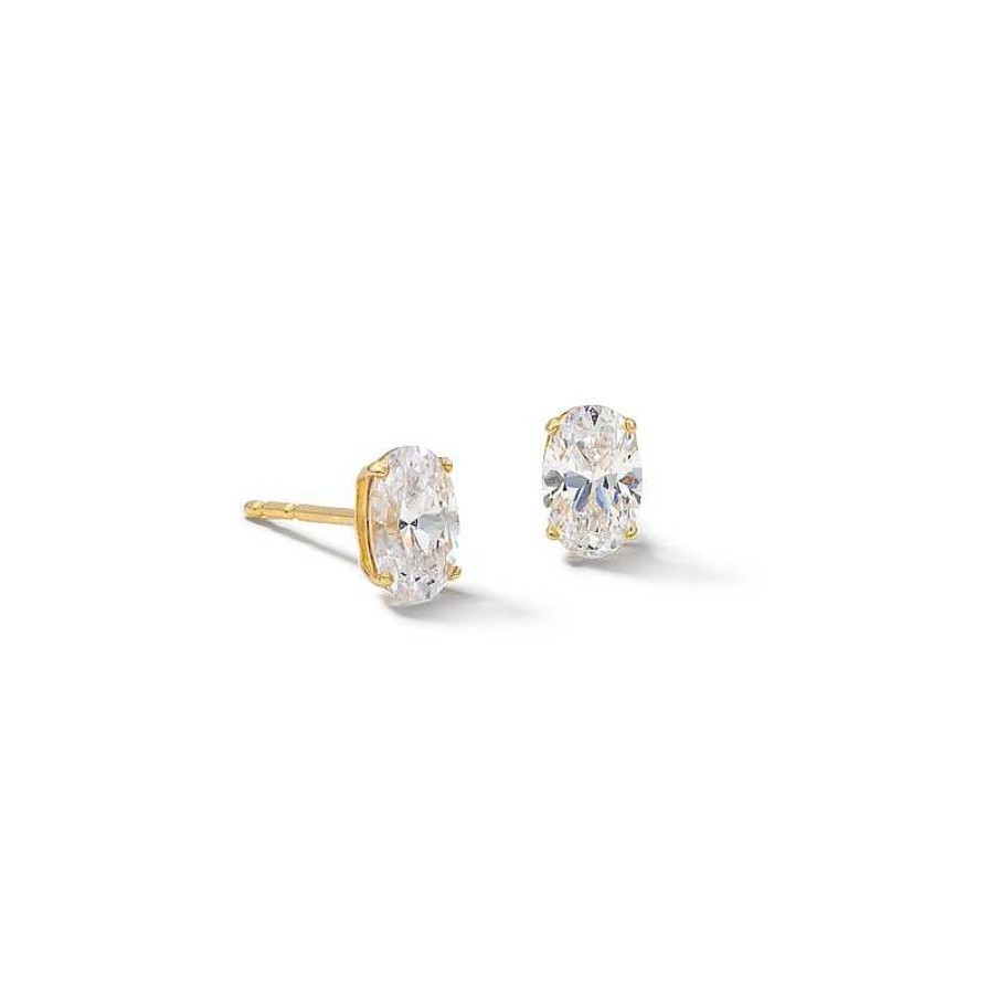 Banter 10K Solid Gold Cz Oval Studs Earrings