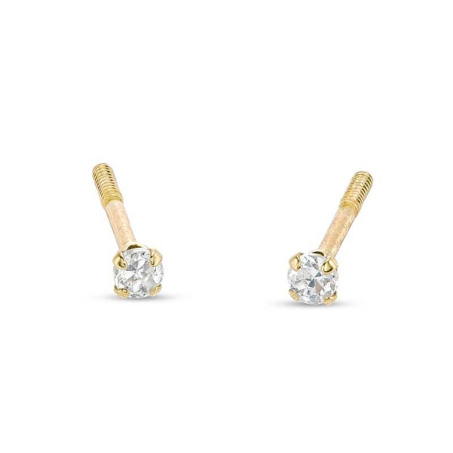 Banter Child'S 2Mm Cubic Zirconia Solitaire Stud Earrings In 14K Gold Earrings