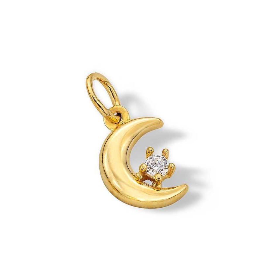 Banter 14K Semi-Solid Gold Cz Moon Charm Charms