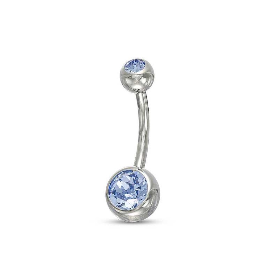 Banter Titanium Blue Crystal Belly Button Ring - 14G 7/16" Belly Button