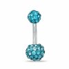 Banter Stainless Steel Blue Crystal Belly Button Ring - 14G 3/8" Belly Button