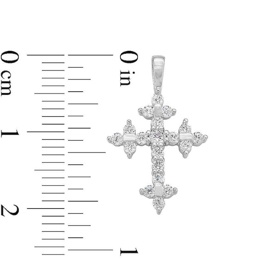 Banter 10K Solid White Gold Cz Cross Charm Charms