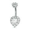 Banter Solid Stainless Steel Heart-Shaped Cz Frame Belly Button Ring - 14G Belly Button