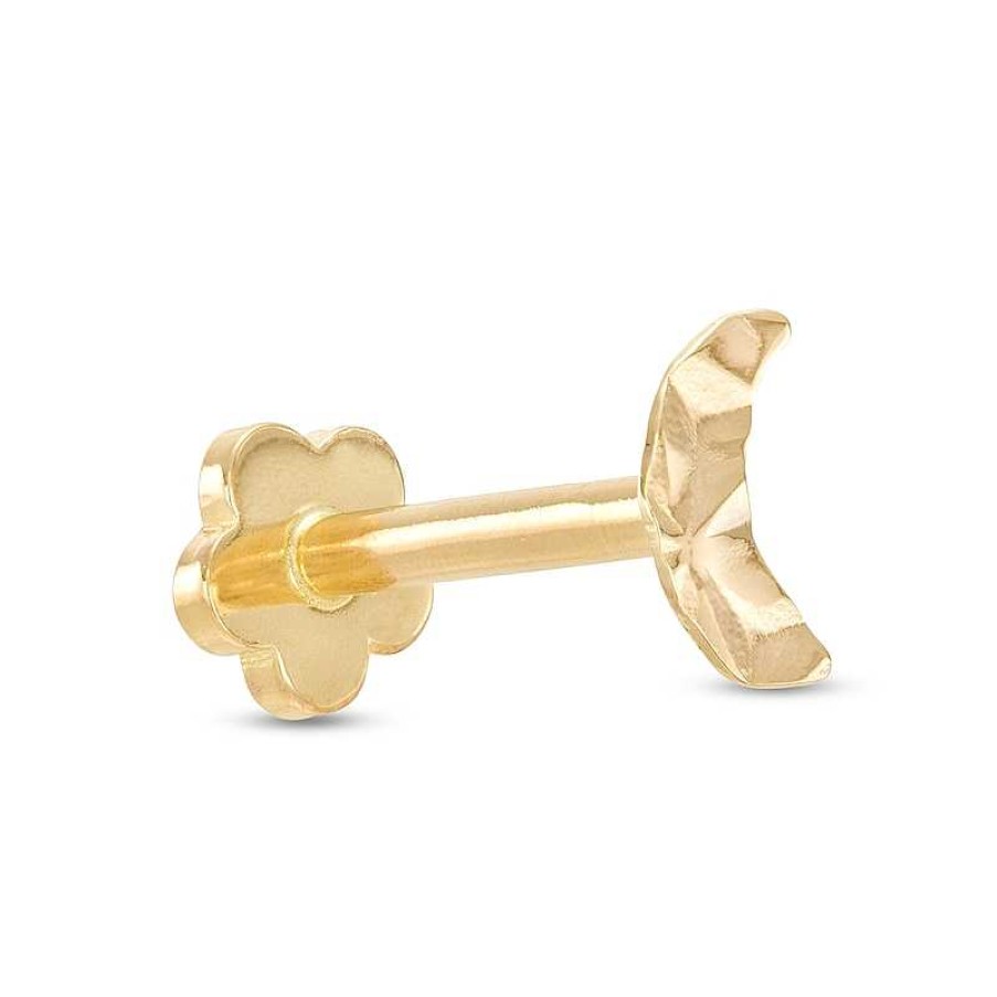 Banter 14K Gold Diamond-Cut Moon Stud - 18G 5/16" Ear