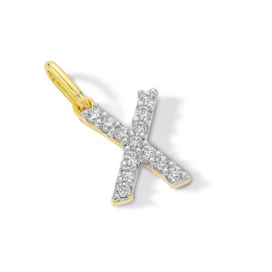 Banter 10K Solid Gold Cz X Initial Charm Charms