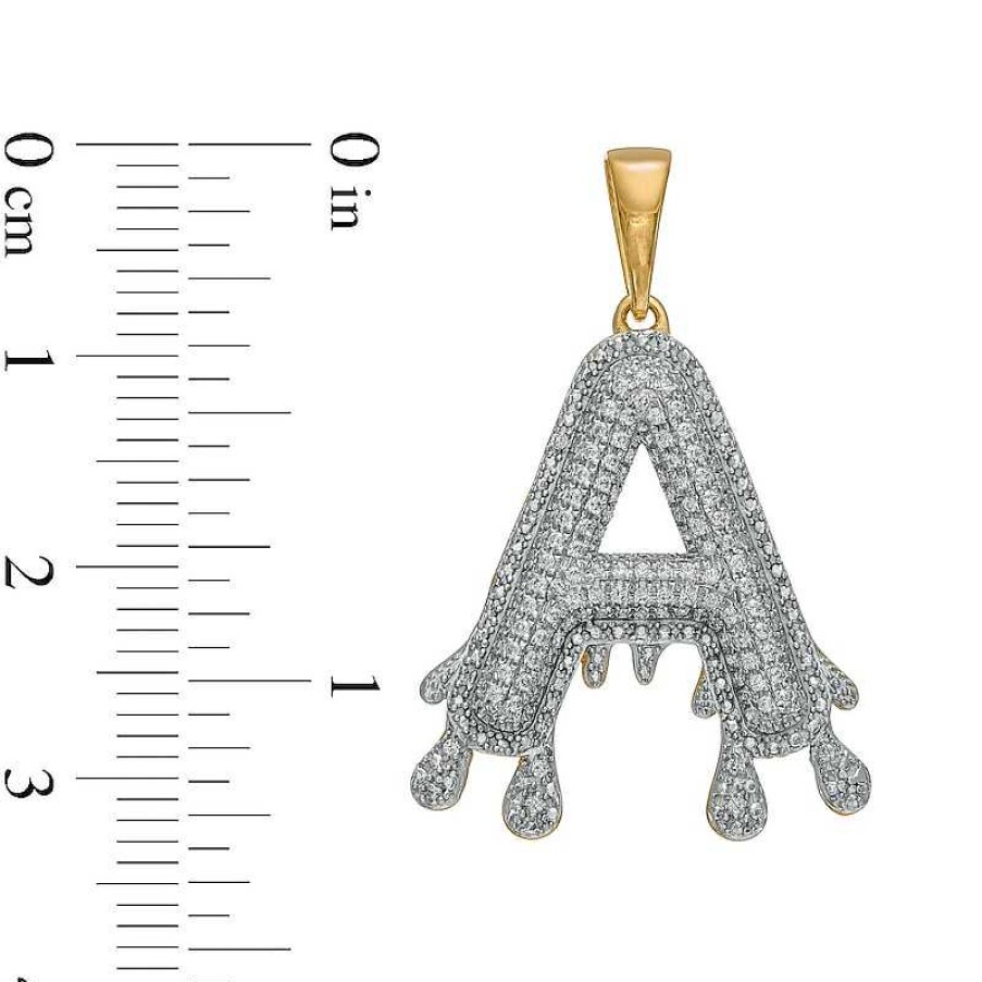 Banter 1/4 Ct. T.W. Diamond Beaded Dripping "A" Initial Necklace Charm In 10K Gold Charms