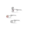 Banter Semi-Solid Sterling Silver Crystal L-Shaped Nose Stud Set - 22G Nose