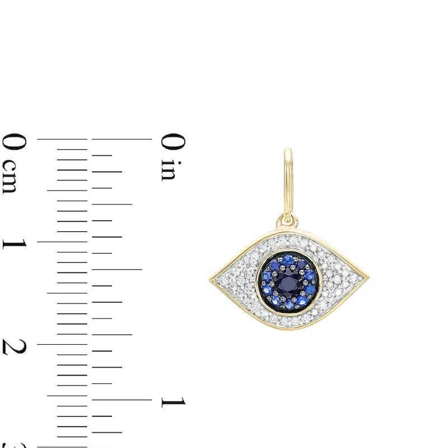 Banter 14K Gold Plated 1/10 Ct. T.W. Diamond And Lab-Created Blue Sapphire Eye Necklace Charm Charms