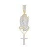 Banter 1/3 Ct. T.W. Diamond Pav Praying Hands With Cross Dangle Charm In 10K Gold Charms