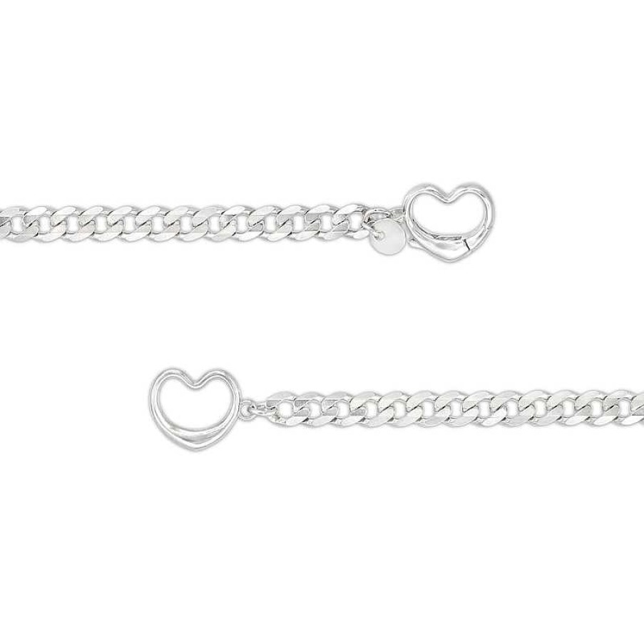 Banter Made In Italy Diamond-Cut Pav Interlocking Heart Curb Chain Bracelet In Solid Sterling Silver - 7.5" Bracelets