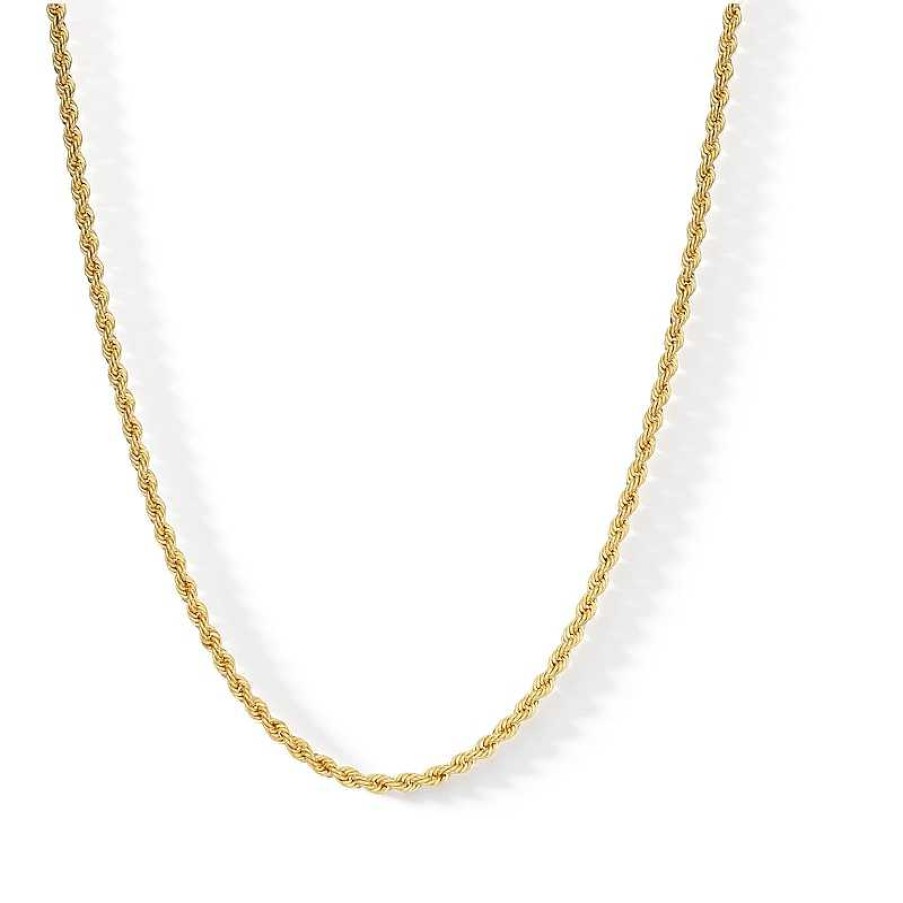 Banter 016 Gauge Rope Chain Necklace In 10K Solid Gold Bonded Sterling Silver - 22" Necklaces