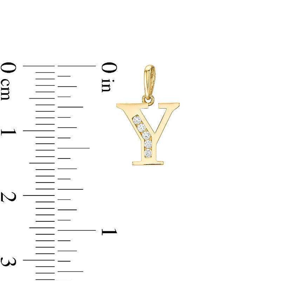 Banter Cubic Zirconia "Y" Initial Charm Pendant In 10K Solid Gold Charms