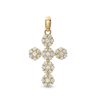 Banter Cubic Zirconia Flower Cluster Cross Necklace Charm In Solid Sterling Silver Charms