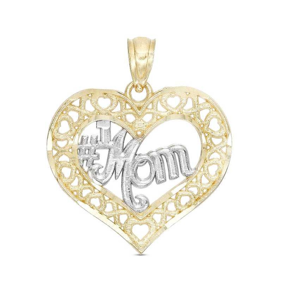 Banter #1 Mom Xo Heart Necklace Charm In 10K Two-Tone Gold Charms