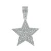 Banter Cubic Zirconia Layered Star Necklace Charm In Solid Sterling Silver Charms