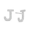 Banter Cubic Zirconia "J" Initial Vintage-Style Stud Earrings In Solid Sterling Silver Earrings