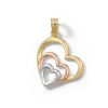 Banter Tilted Triple Heart Tiered Tri-Tone Necklace Charm In 10K Solid Gold Charms