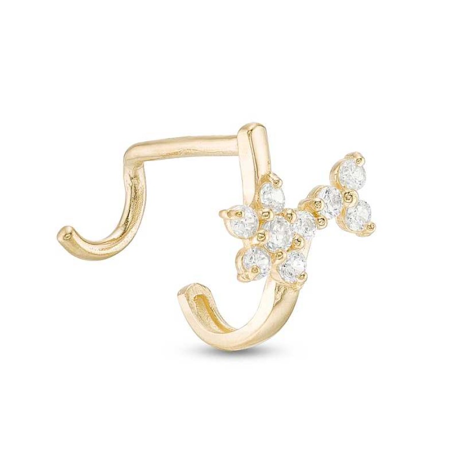 Banter 10K Gold Cz Blossoms J-Hoop Nose Stud - 20G Nose