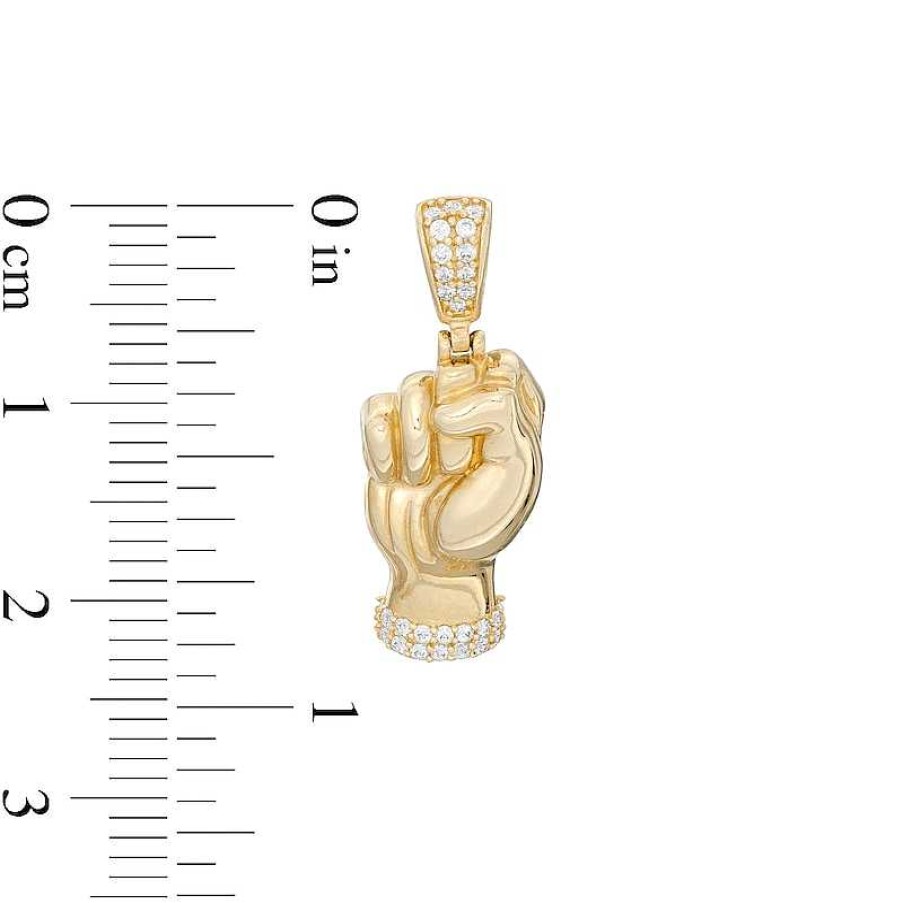 Banter Cubic Zirconia Fist Necklace Charm In 10K Solid Gold Charms