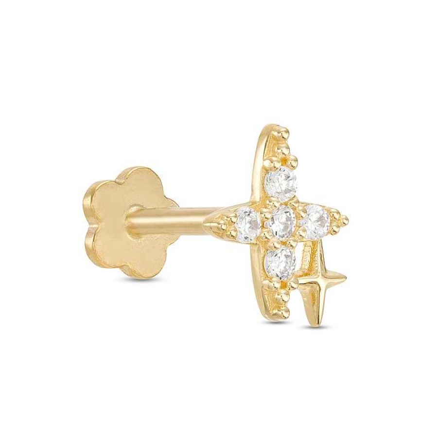 Banter 14K Gold Cz Northstar Stud - 18G 5/16" Ear