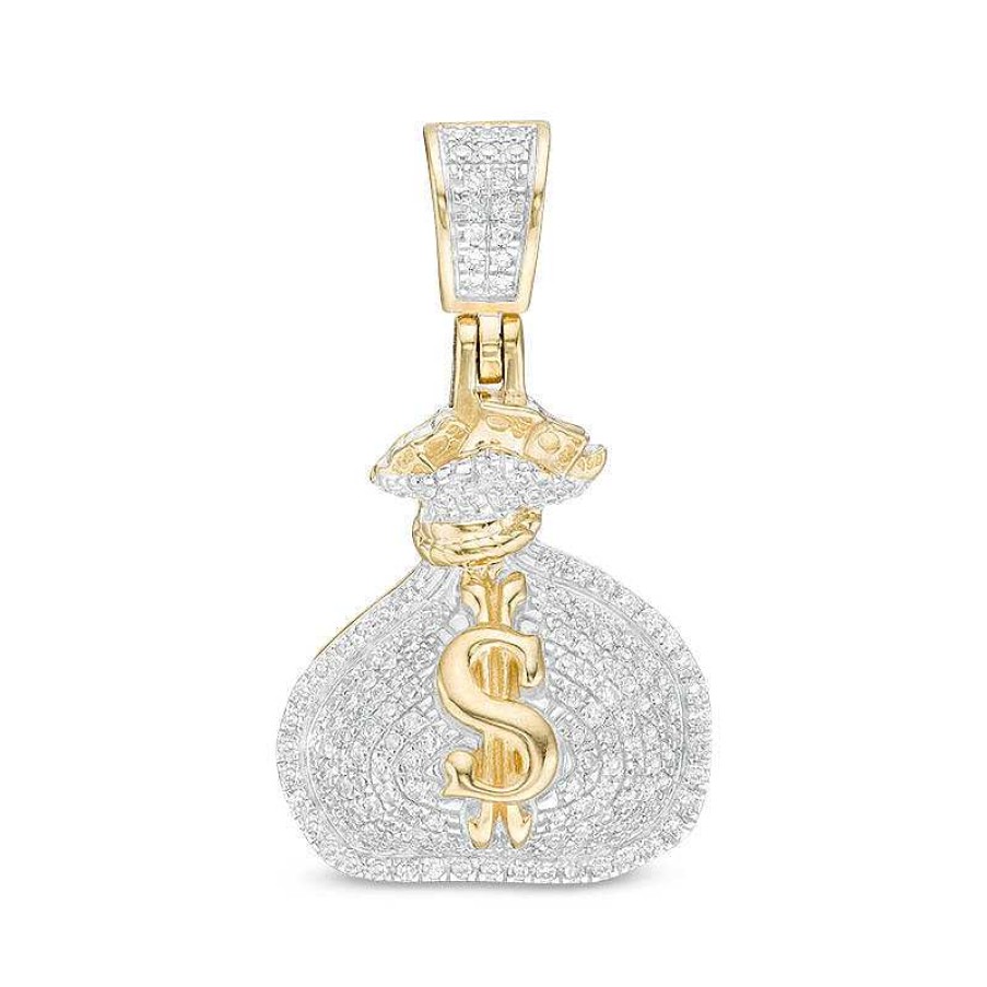 Banter 1/3 Ct. T.W. Diamond Money Bag Necklace Charm In 10K Gold Charms