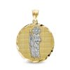 Banter Diamond-Cut And Beaded Saint Judas Medallion Two-Tone Necklace Charm In 10K Solid Gold Charms