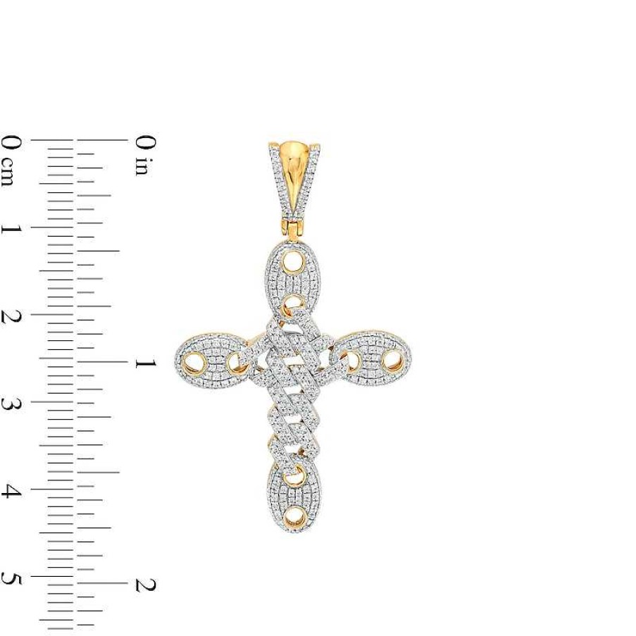 Banter 1/2 Ct. T.W. Diamond Mariner Link Cross Necklace Charm In 10K Gold Charms