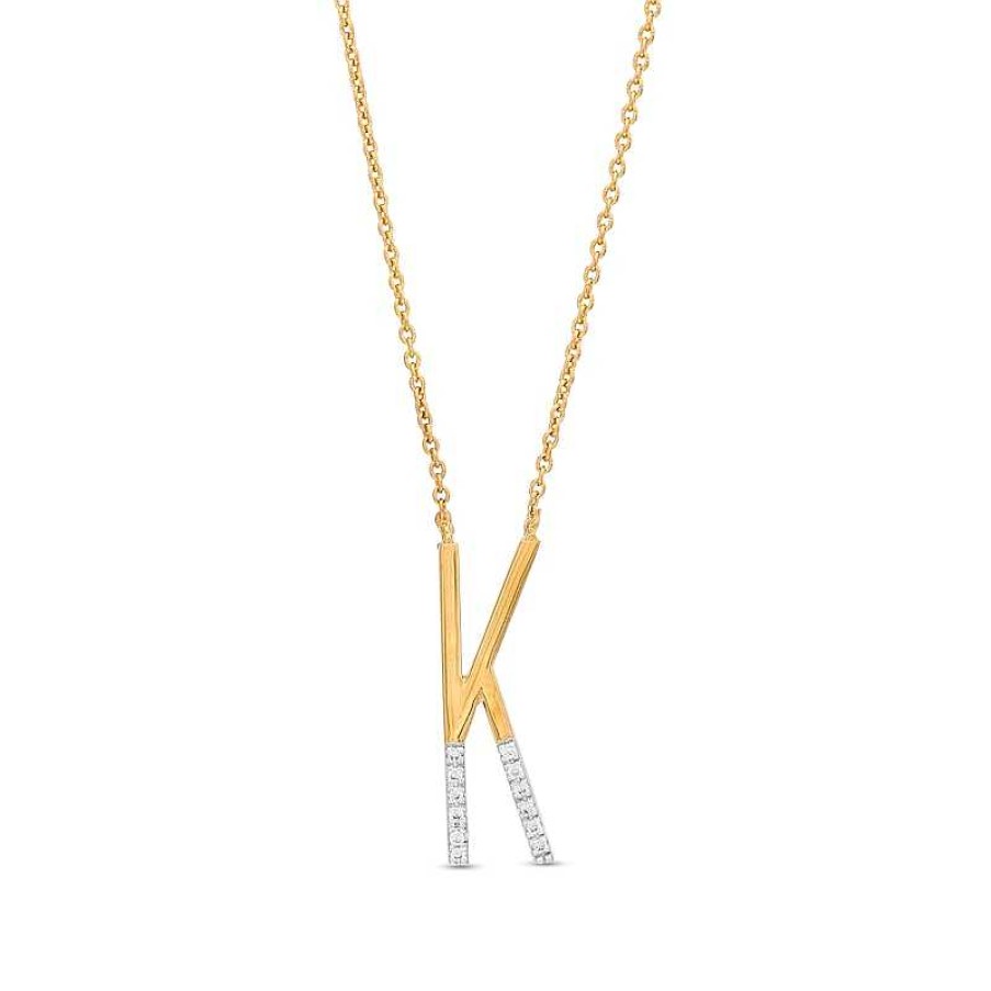 Banter 1/20 Ct. T.W. Diamond "K" Initial Necklace In Sterling Silver With 14K Gold Plate - 18" Necklaces