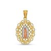 Banter Diamond-Cut And Beaded Ornate Frame Our Lady Of Guadalupe Tri-Tone Necklace Charm In 10K Solid Gold Charms