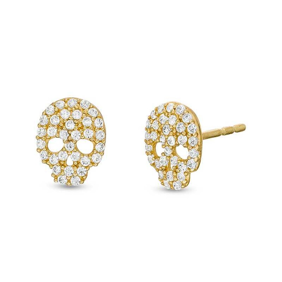 Banter Cubic Zirconia Skull Stud Earrings In 10K Gold Earrings