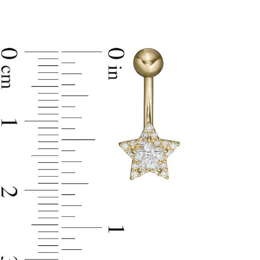 Banter 014 Gauge 5Mm Star-Shaped Cubic Zirconia Frame Belly Button Ring In 10K Gold Belly Button